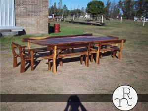 foto mesa para exterior con bancos